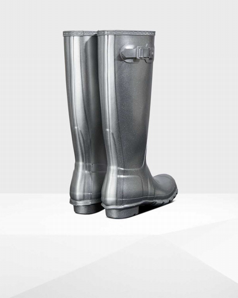 Galochas Hunter Original Tall Cosmic Glitter Feminino Prateadas | 232941308
