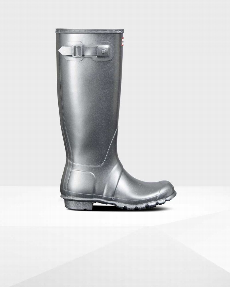 Galochas Hunter Original Tall Cosmic Glitter Feminino Prateadas | 232941308