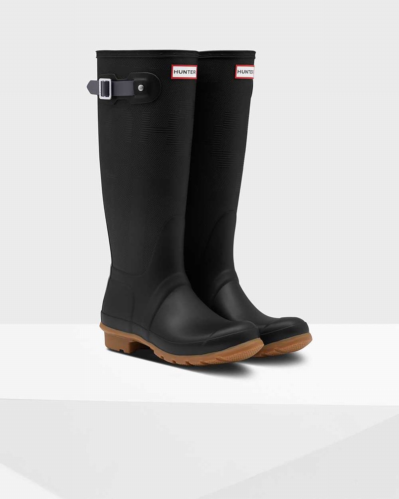 Galochas Hunter Original Tall Exploded Logo Texture Feminino Pretas | 763515100