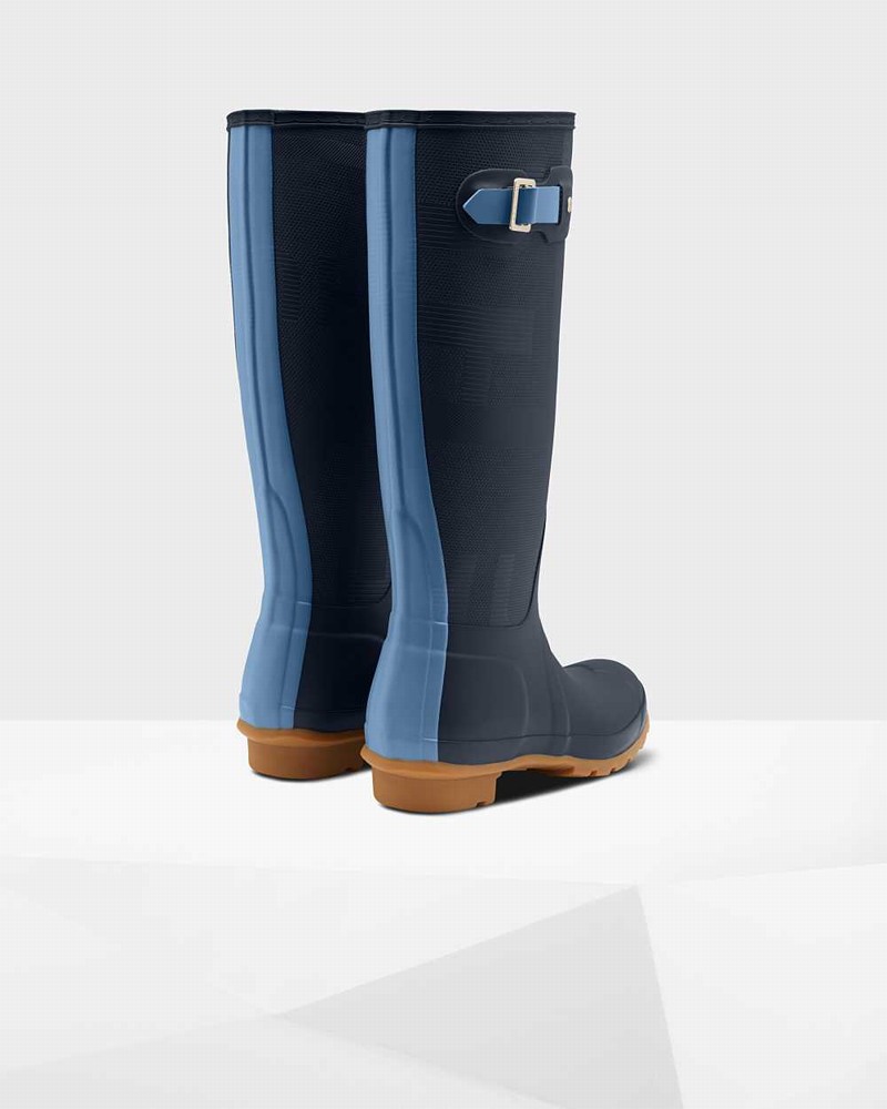 Galochas Hunter Original Tall Exploded Logo Texture Feminino Azul Marinho | 726001574