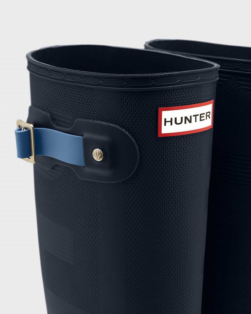Galochas Hunter Original Tall Exploded Logo Texture Feminino Azul Marinho | 726001574