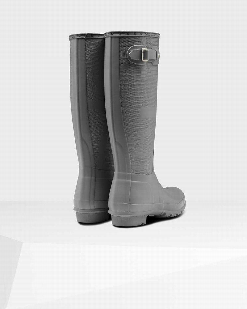 Galochas Hunter Original Tall Exploded Logo Texture Feminino Cinzentas | 829732748