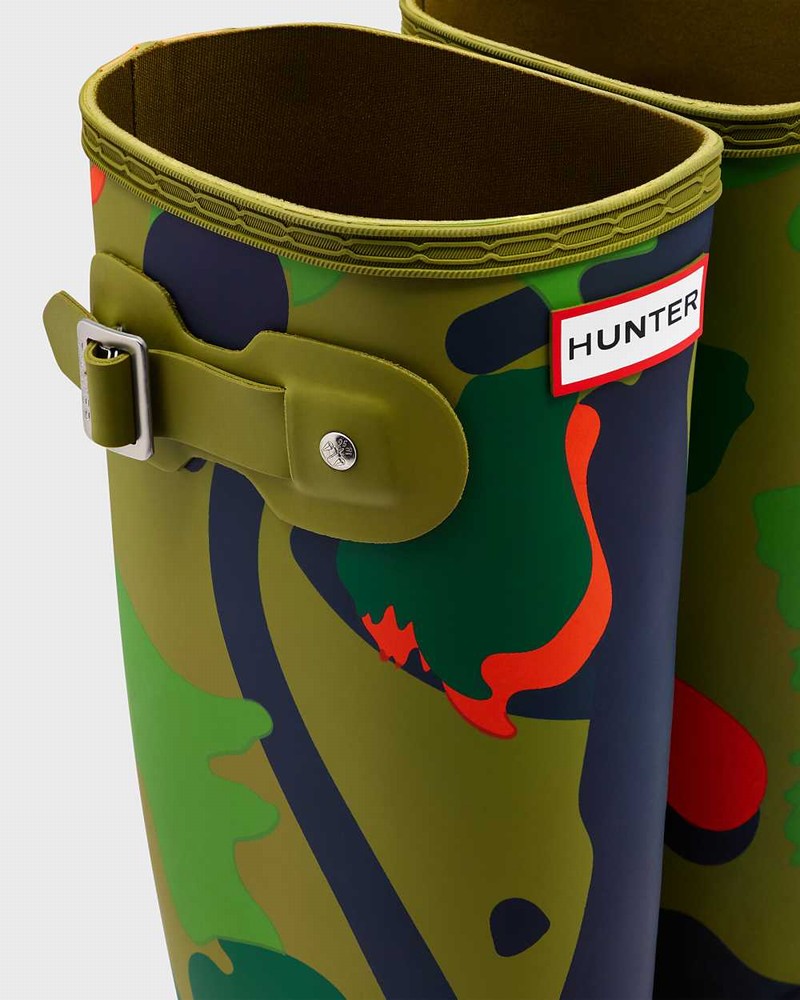 Galochas Hunter Original Tall Rockpool Camo Feminino Verde Oliva | 921437934
