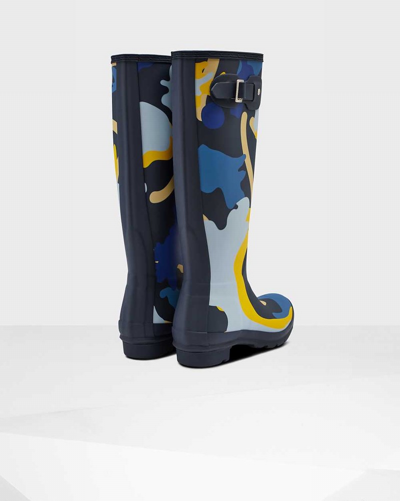 Galochas Hunter Original Tall Rockpool Camo Feminino Azul Marinho | 805565936