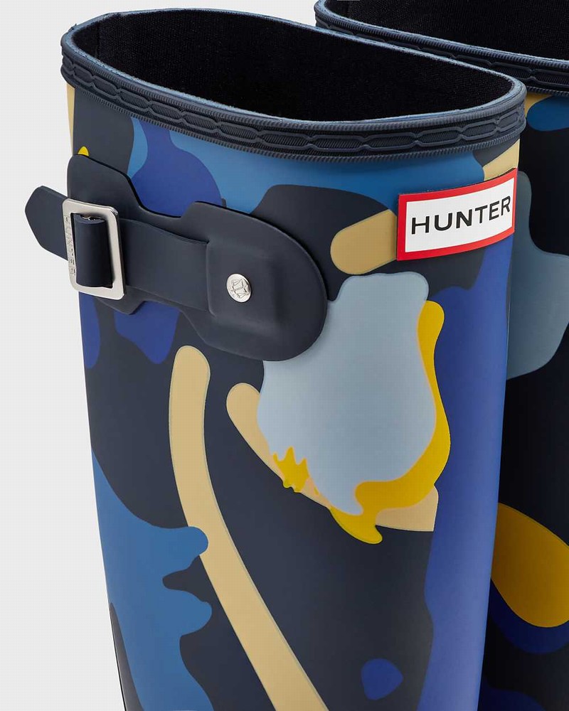 Galochas Hunter Original Tall Rockpool Camo Feminino Azul Marinho | 805565936