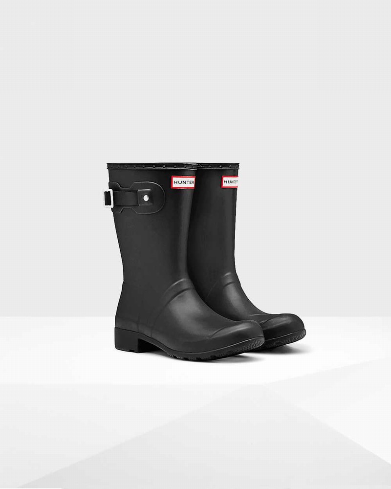 Galochas Hunter Original Tour Foldable Short Mid-Calf Feminino Pretas | 541064005