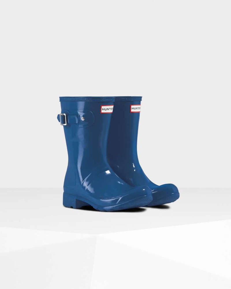 Galochas Hunter Original Tour Foldable Short Mid-Calf Feminino Azuis | 725478667