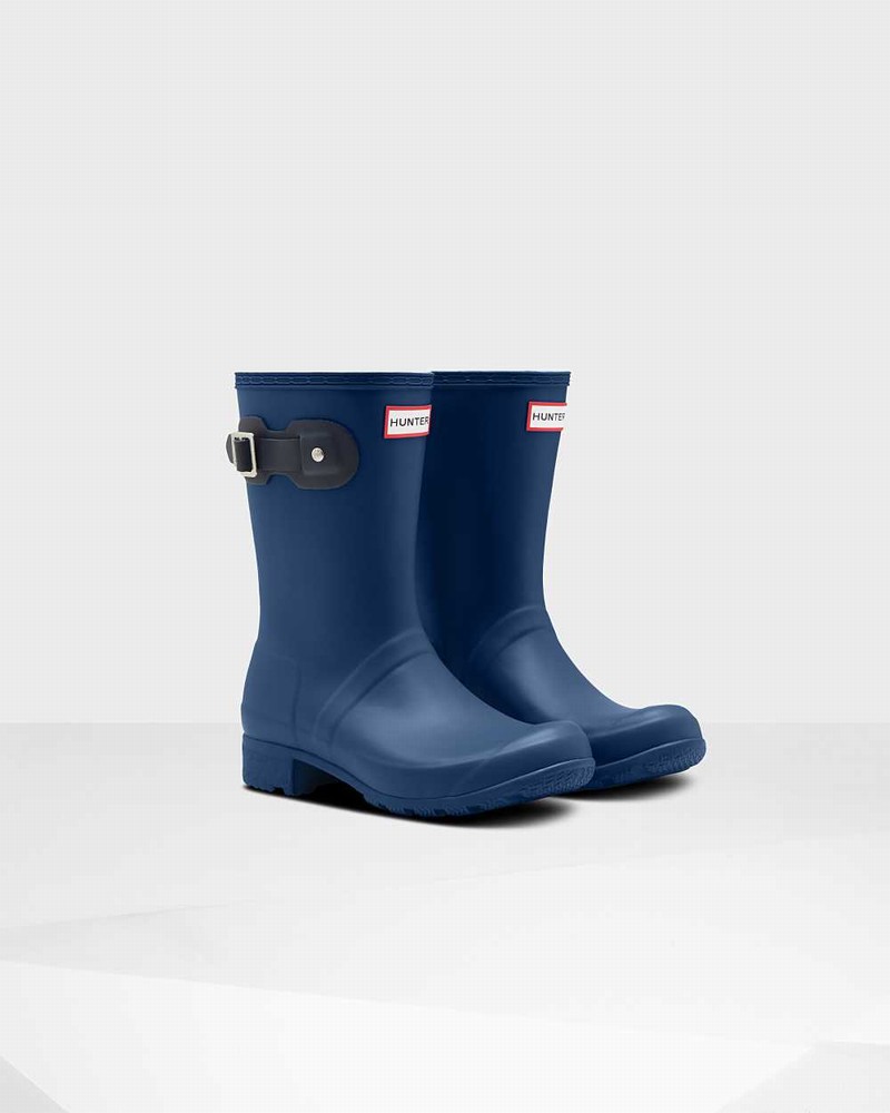 Galochas Hunter Original Tour Foldable Short Mid-Calf Feminino Azul Marinho | 854975913