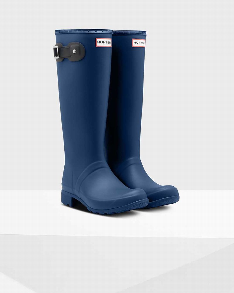 Galochas Hunter Original Tour Foldable Tall Feminino Azul Marinho | 499625115