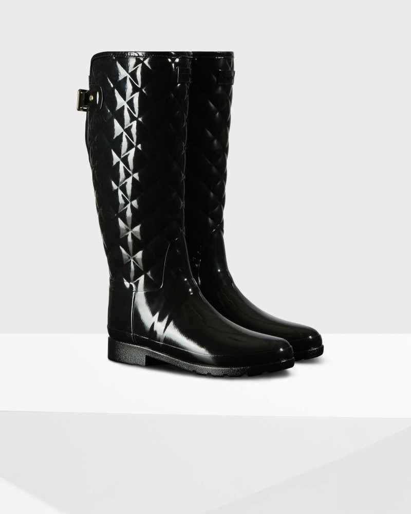 Galochas Hunter Refined Slim Fit Adjustable Quilted Tall Feminino Pretas | 434519605