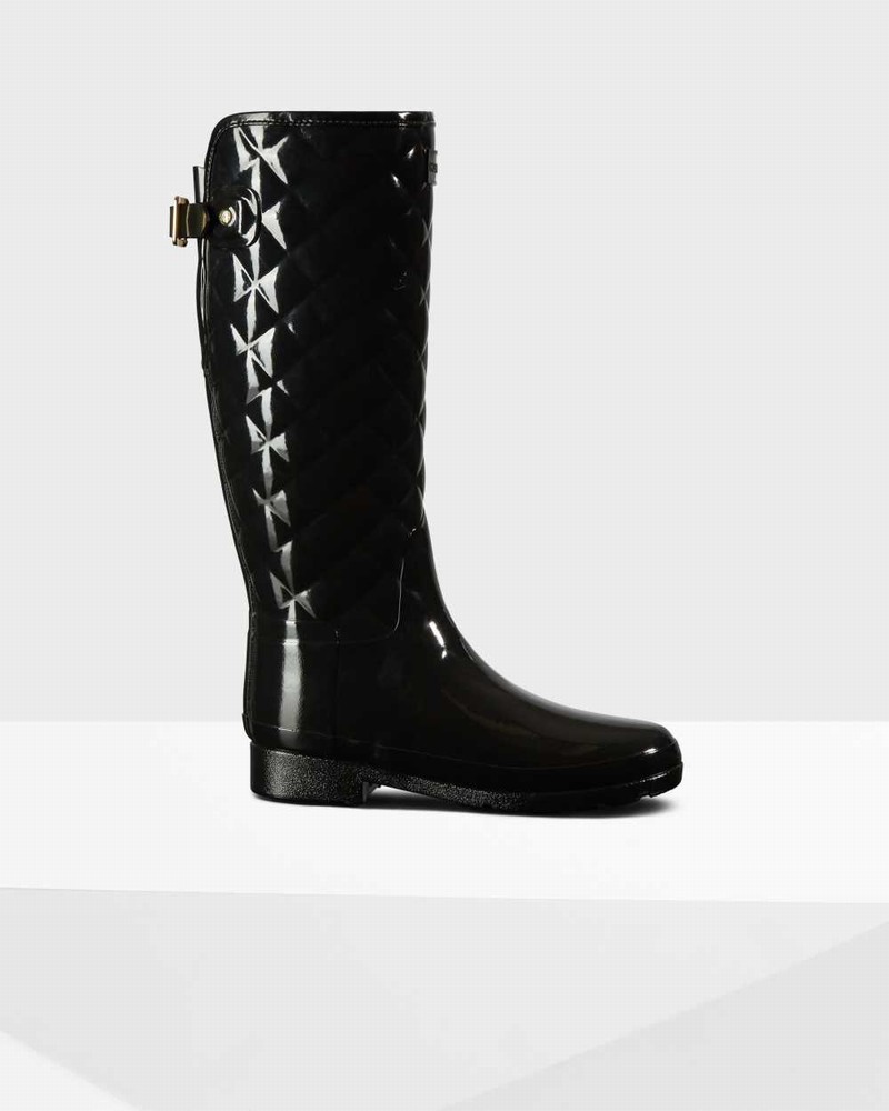 Galochas Hunter Refined Slim Fit Adjustable Quilted Tall Feminino Pretas | 434519605