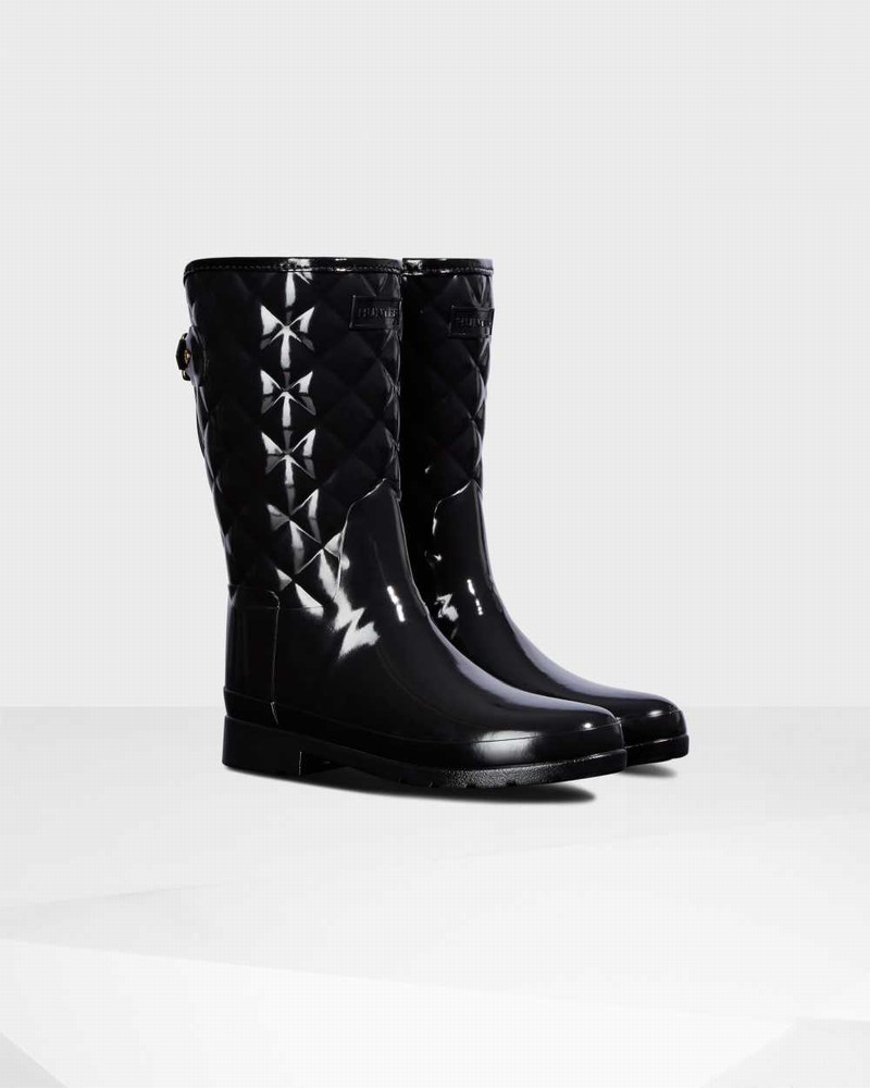 Galochas Hunter Refined Slim Fit Adjustable Quilted Short Mid-Calf Feminino Pretas | 507164555