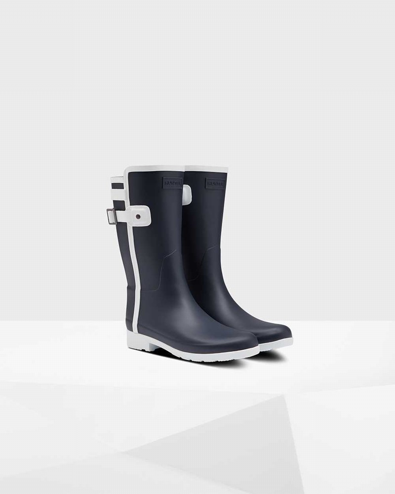 Galochas Hunter Refined Slim Fit Contrast Short Mid-Calf Feminino Azul Marinho | 462127546