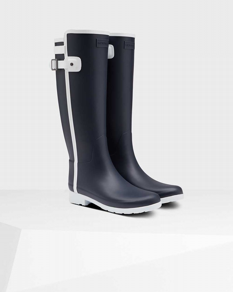 Galochas Hunter Refined Slim Fit Contrast Tall Feminino Azul Marinho | 232292129