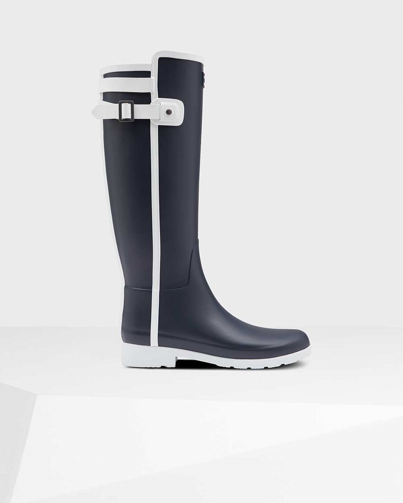 Galochas Hunter Refined Slim Fit Contrast Tall Feminino Azul Marinho | 232292129