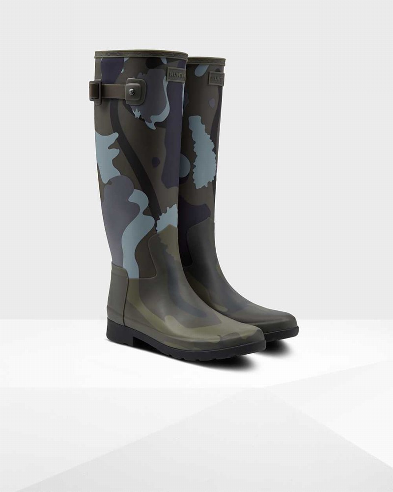 Galochas Hunter Refined Slim Fit Rockpool Camo Gum Tall Feminino Verde Oliva | 784825614