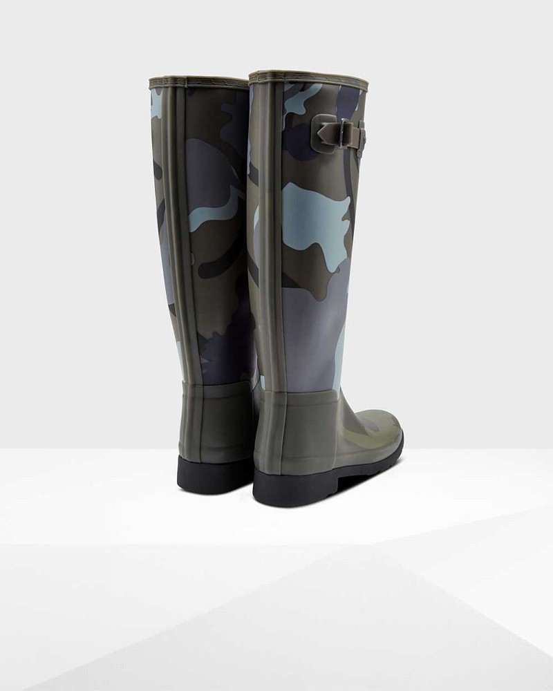 Galochas Hunter Refined Slim Fit Rockpool Camo Gum Tall Feminino Verde Oliva | 784825614