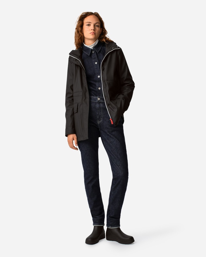 Jaquetas De Chuva Hunter Lightweight Waterproof Feminino Pretas | 718023808