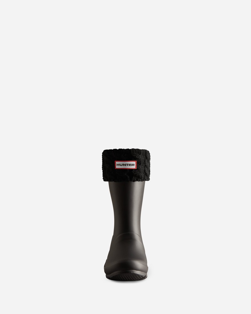 Meias Hunter Recycled 6 Stitch Cable Boot Criança Pretas | 746176067