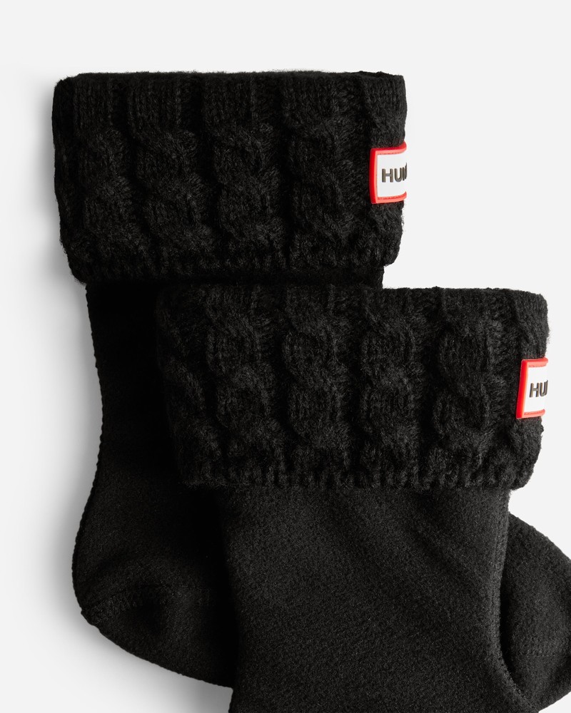 Meias Hunter Recycled 6 Stitch Cable Boot Criança Pretas | 746176067