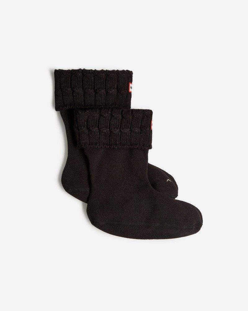 Meias Hunter Recycled 6 Stitch Cable Cuff Short Boot Masculino Pretas | 444065468