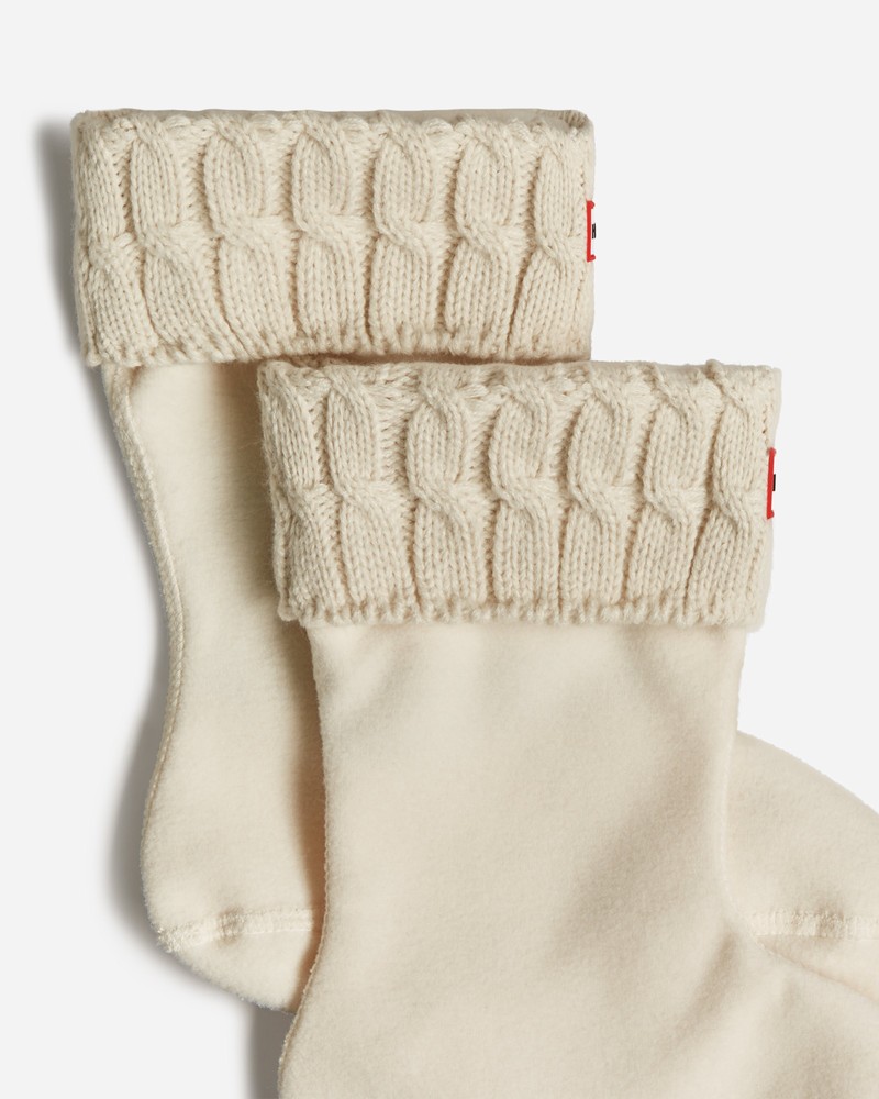 Meias Hunter Recycled 6 Stitch Cable Cuff Short Boot Masculino Branco | 856001446