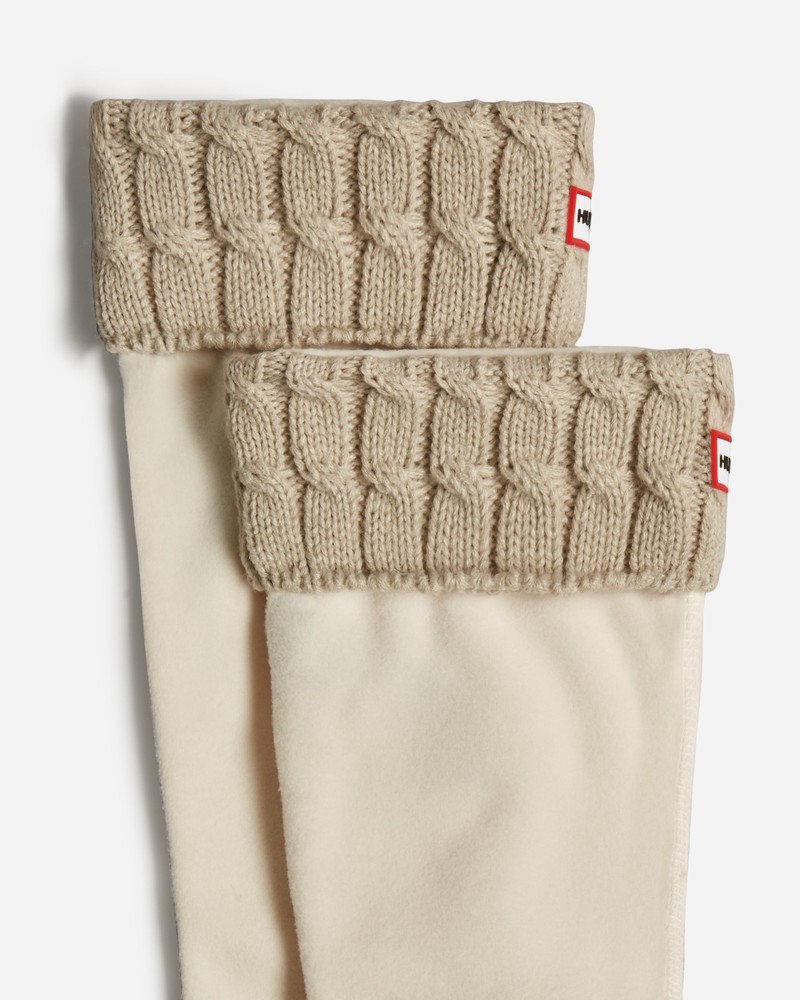 Meias Hunter Recycled 6 Stitch Cable Cuff Tall Boot Feminino Bege | 768559269