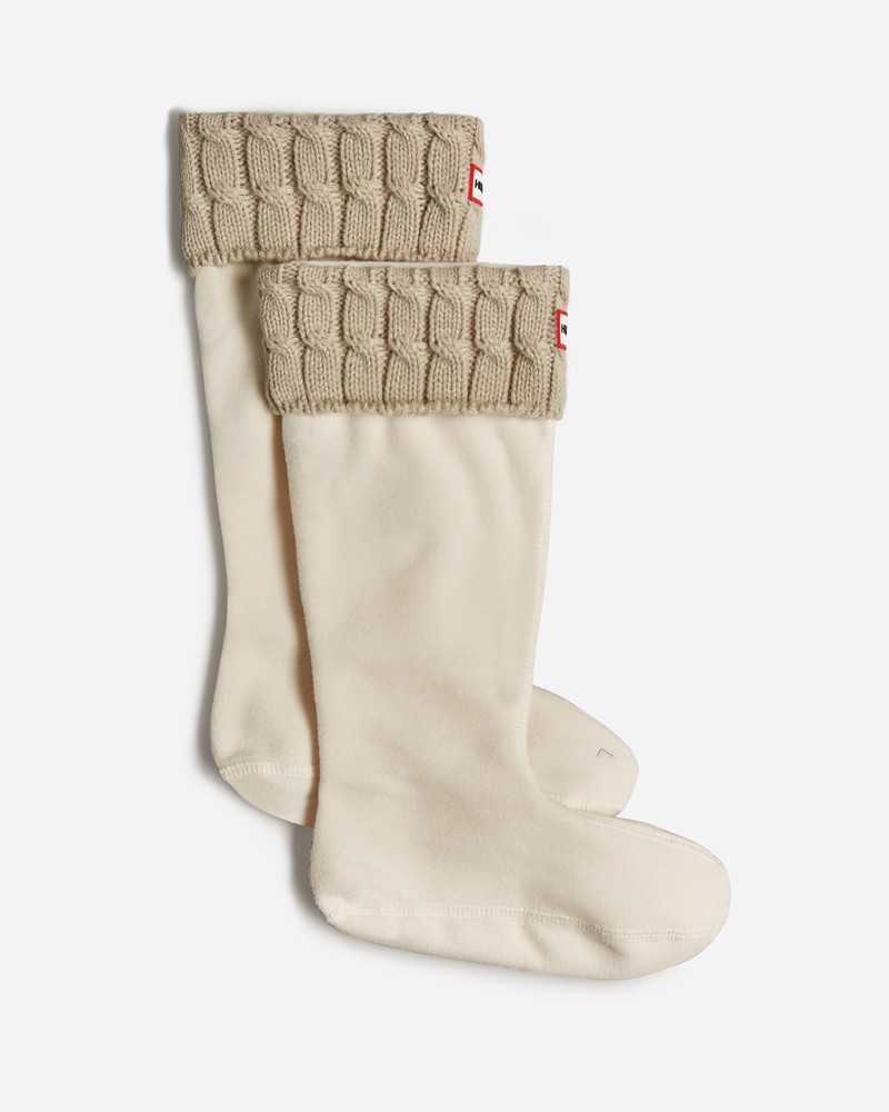 Meias Hunter Recycled 6 Stitch Cable Cuff Tall Boot Feminino Bege | 768559269