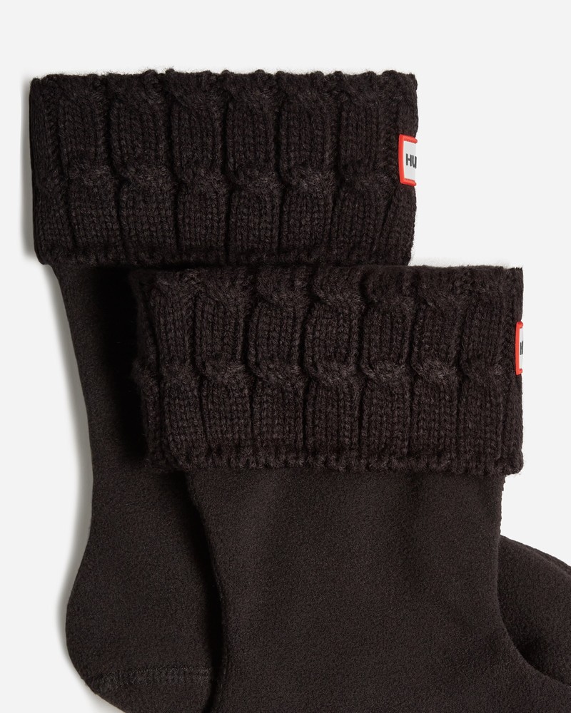 Meias Hunter Recycled 6 Stitch Cable Cuff Short Boot Feminino Pretas | 663031075