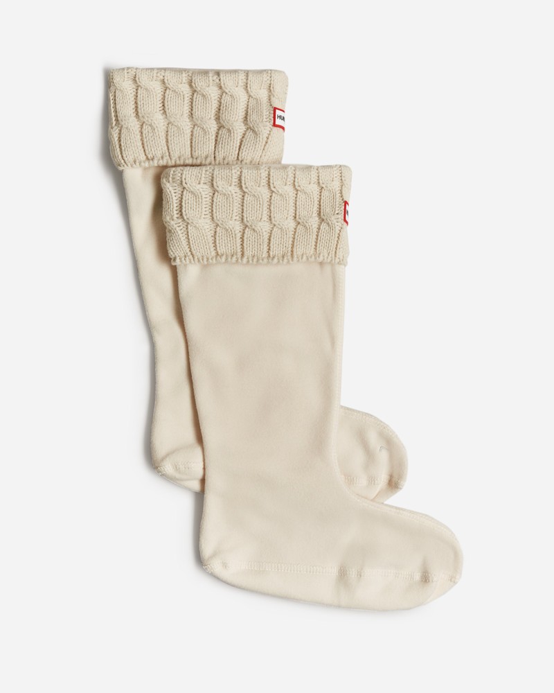 Meias Hunter Recycled 6 Stitch Cable Cuff Tall Boot Feminino Branco | 65824131