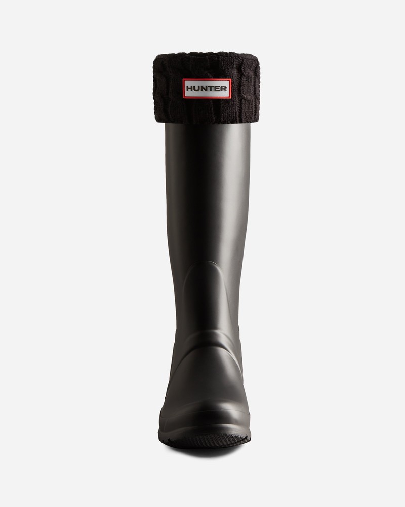 Meias Hunter Recycled 6 Stitch Cable Cuff Tall Boot Masculino Pretas | 764192663
