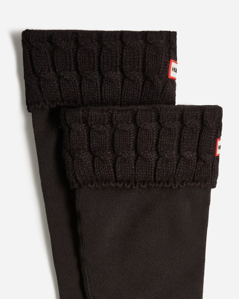 Meias Hunter Recycled 6 Stitch Cable Cuff Tall Boot Masculino Pretas | 764192663