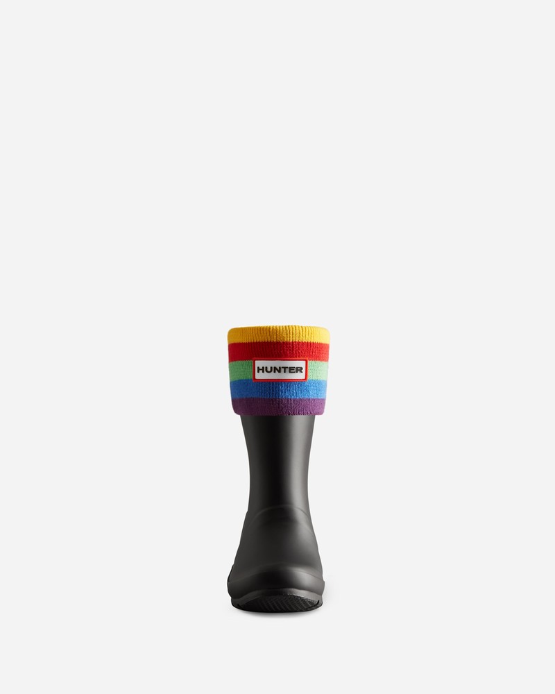 Meias Hunter Recycled Rainbow Stripe Cuff Boot Criança Pretas | 511256410