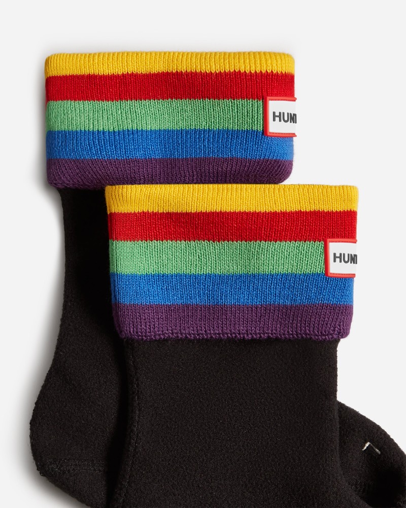 Meias Hunter Recycled Rainbow Stripe Cuff Boot Criança Pretas | 511256410